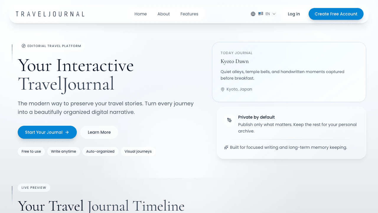 Screenshot do projeto TravelJournal